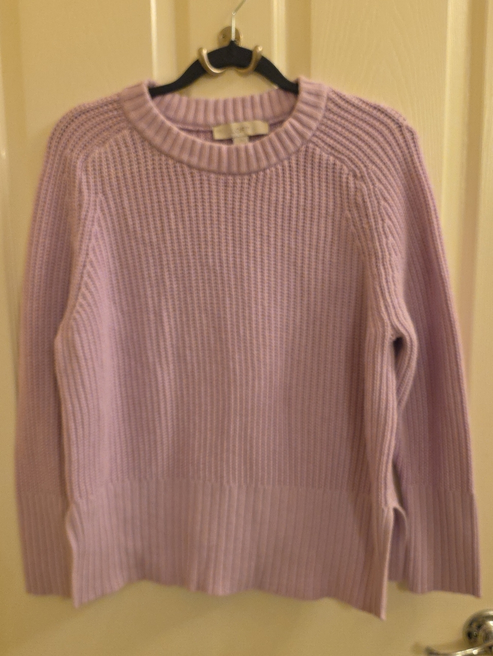 LOFT Pastel Lavender Ribbed Crewneck Sweater